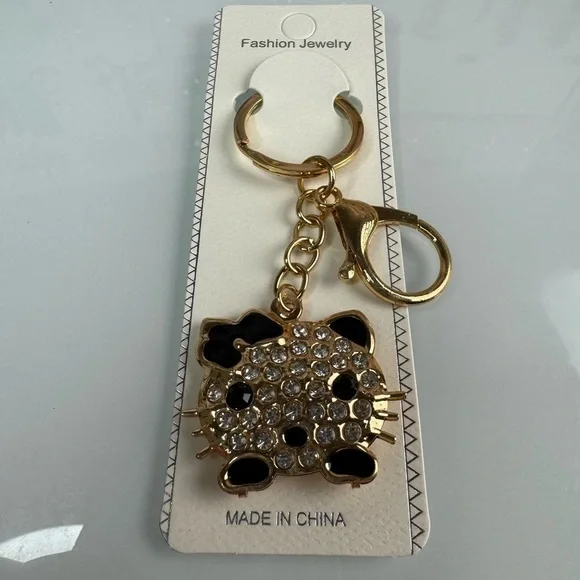 Fashion Jewelry Gold and Black Cat Charm