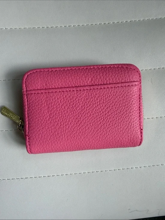 Pink Leather Zip Card Holder