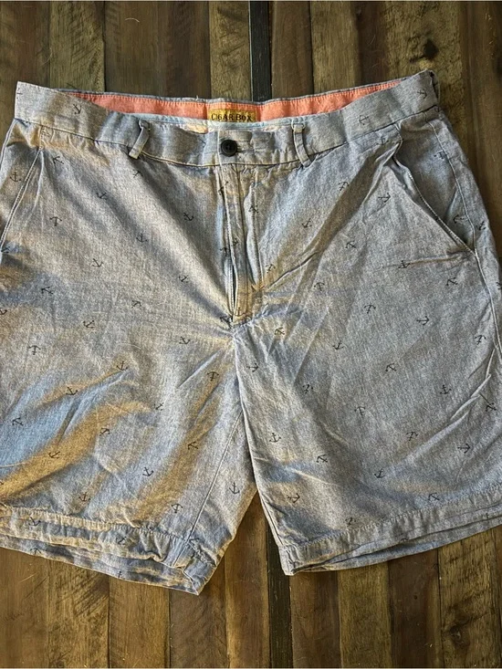 Chaps Light Blue Anchor-Print Flat Front Men’s Shorts