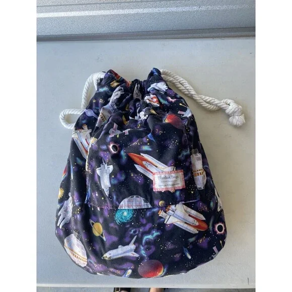 Cardi Designs Blanket Bagz Outer Space Towel Backpack Drawstring Bag Red