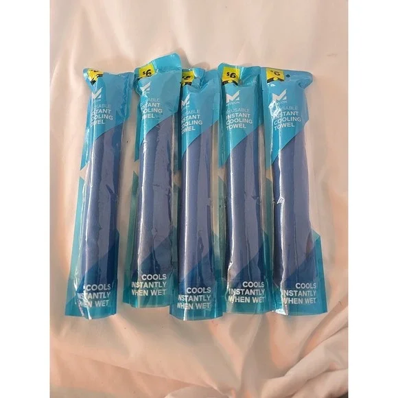 Lot Of 5, Blue Mission Reusable Instant Cooling Towels 8 x 30