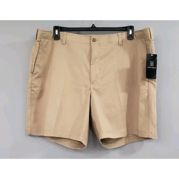 NEW 44 PGA Tour Shorts Flat Front Active Waistband Chinchilla Khaki Shorts GOLF