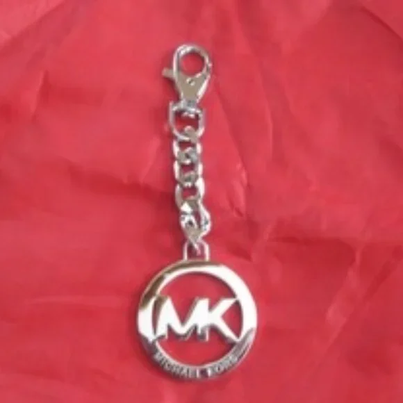Michael Kors MK Chain Logo Charm, Key Chain, Handbag Medallion -  Silver