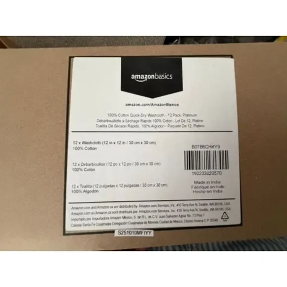 Amazon 100% cotton quick dry washcloth 12 pk platinum gray