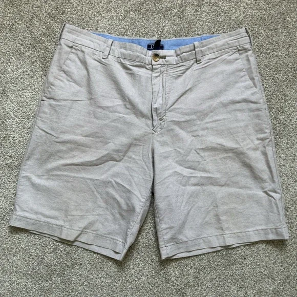 IZOD Men's Khaki Flat Front Shorts Size 36 100% Cotton Casual Chino 9