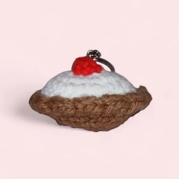 Crochet Cherry Pie Keychain