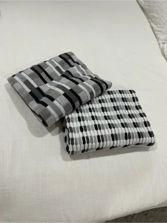 Rachel Zoe Gray & White Patterned Throw Blankets - Modern Striped Set
