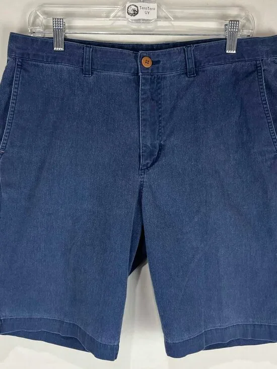 GUC Tommy Bahama Chino Shorts Mens Blue Flat Front Stretch Fine Casual Sz 34