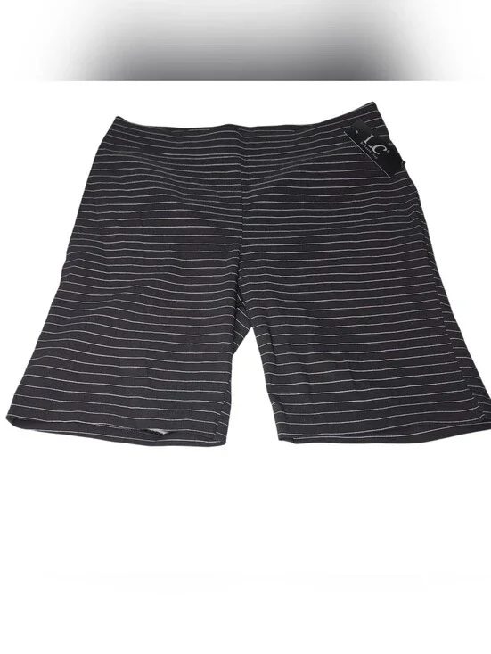 Men's Black Pinstripe Flat Front Casual Shorts