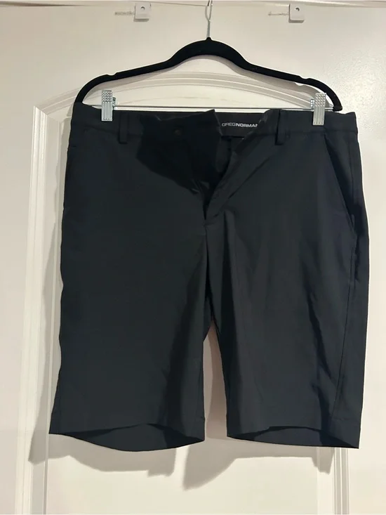 Greg Norman Collection Black Flat-Front Golf Shorts