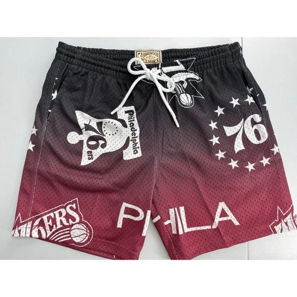 Mitchell & Ness Philadelphia 76ers NBA Destination Leisure‎ Camp Mesh Shorts L