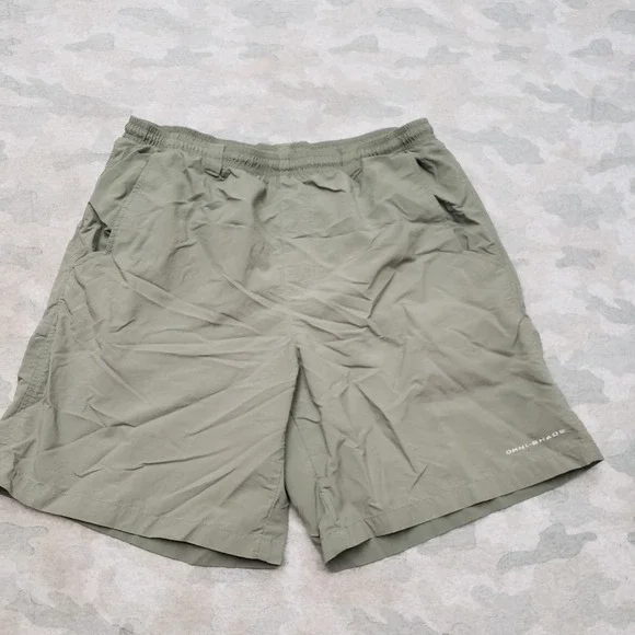 Columbia PFG Shorts Mens Medium Green Omni-Shade Drawstring Fishing Hiking Camp