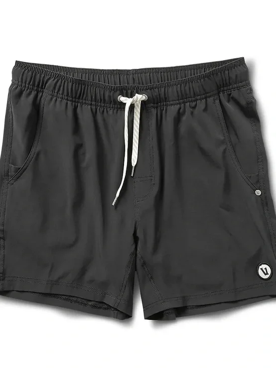 Vuori Men's Kore Black Athletic Shorts with White Drawstring - Lined