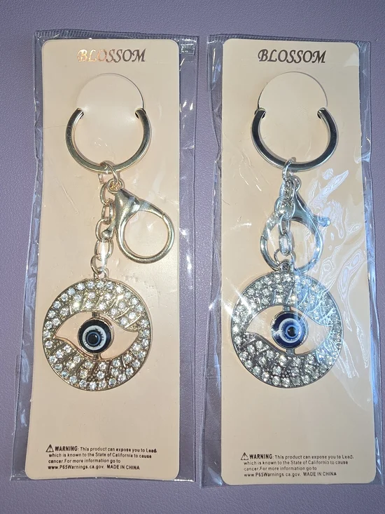 Pick One! Crystal Evil Eye Keychain — Gold and Silver, New with Tags!