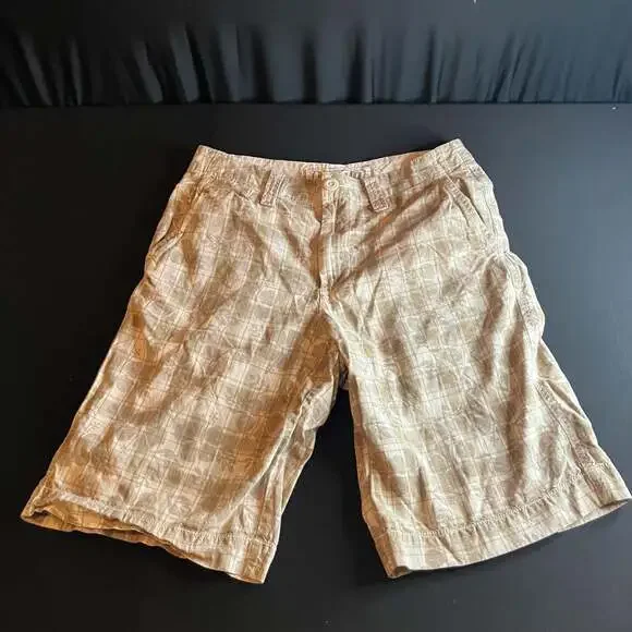 Urban Pipeline Men's Tan Plaid Floral Cotton Shorts Size 30