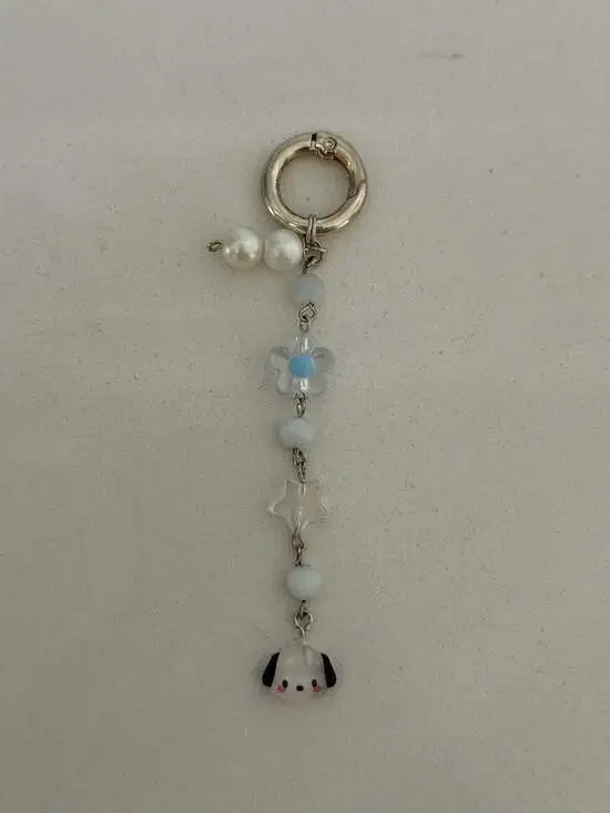 Handmade Sanrio Pochacco Character Beaded Keychain/purse Charm