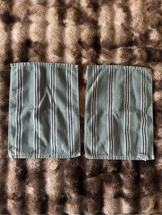 Striped Blue Cotton Hand Towels - Pack of 2