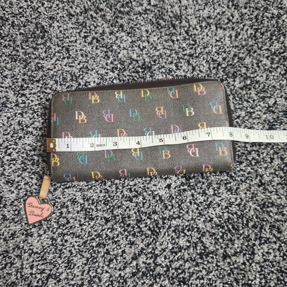 Y2k Vtg DOONEY & BOURKE Wallet Monogram Key Chain W/Heart Charm Rainbow Zipper