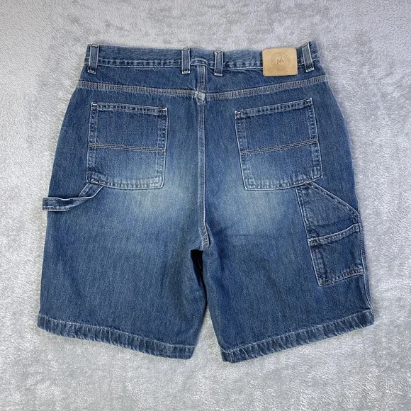 VTG Members Mark Shorts Men 38 Blue Denim Carpenter Workwear Skater Y2K Baggy