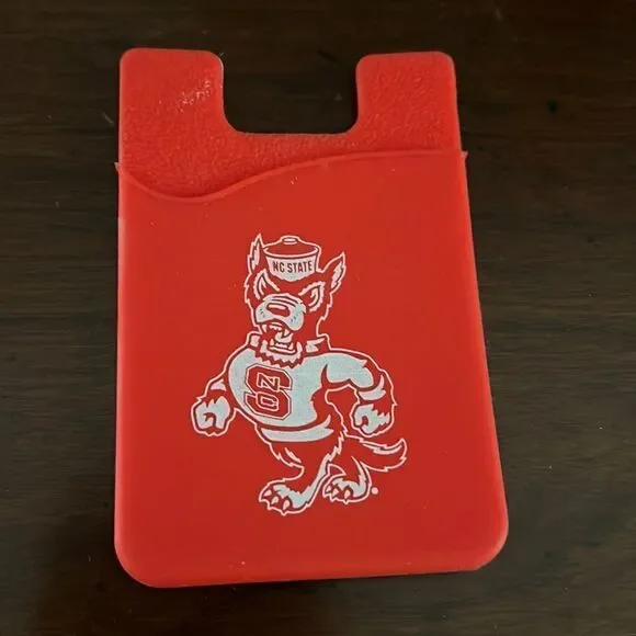 Red NC state Wolfpack Cell Phone Credit Card Holder to stick to the back