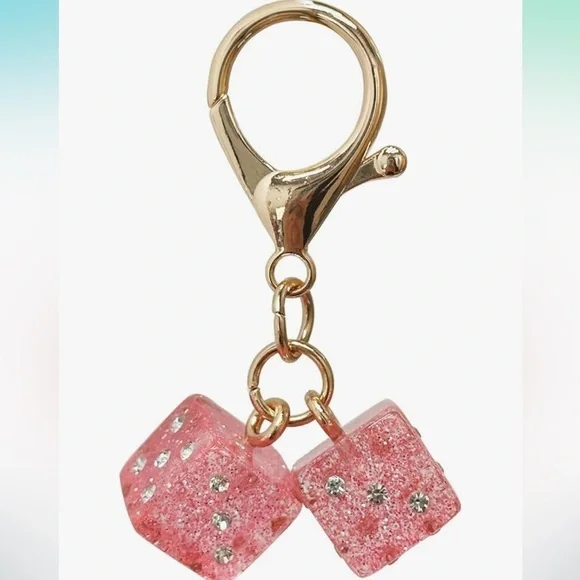 Pink Dice purse charm accessories  Keychain bag Charm
