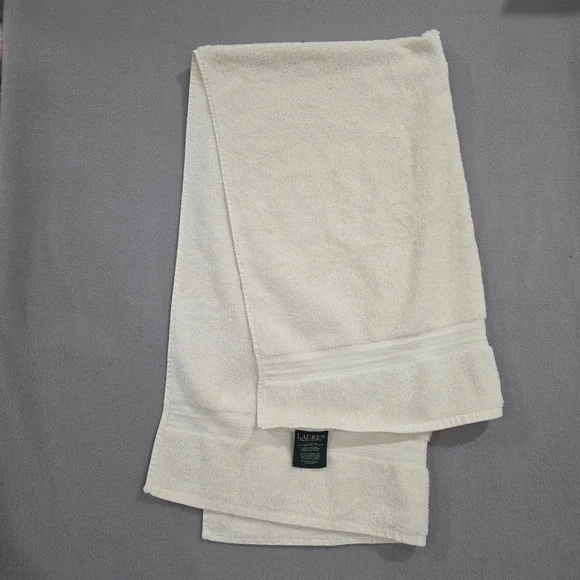 Lauren Ralph Lauren White Bath Towel 100% Cotton Solid Luxury Spa 52x29 Soft