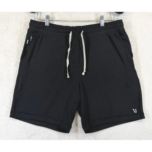 Vuori Mens Ponto Short Black Heather Athletic Lounge GYM Shorts Size L V344