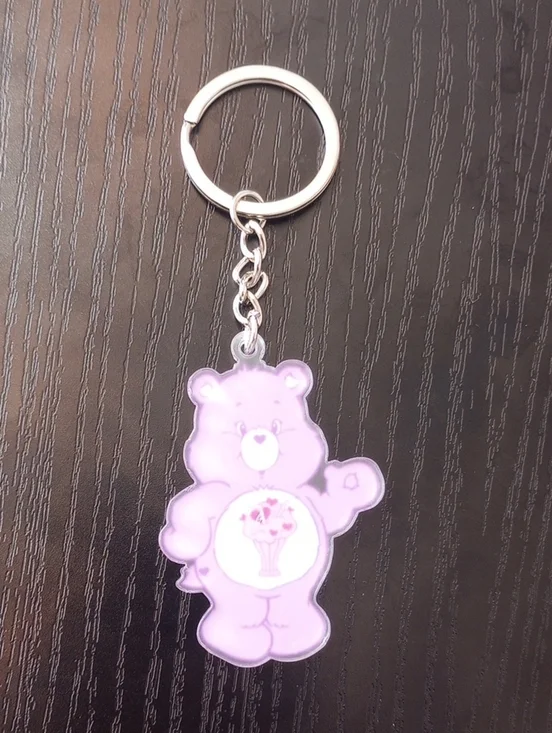 Care Bears Lavender Purple Share Bear Acrylic Keychain Bag Accessory