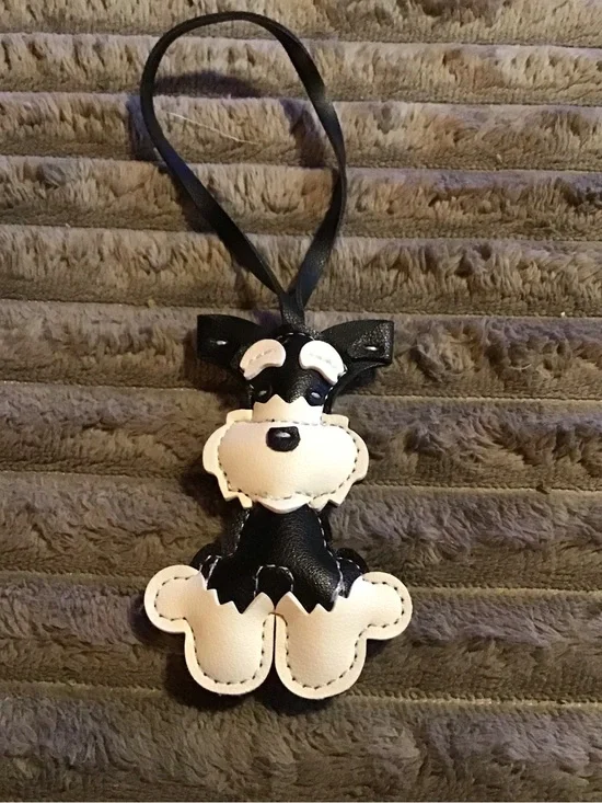 Black and White Dog Leather Charm