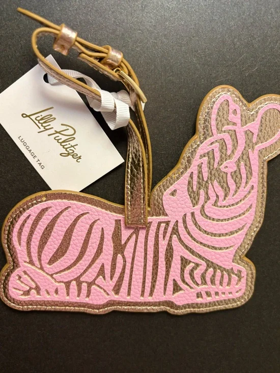Lilly Pulitzer Pink & Gold Zebra Metallic Luggage Tag