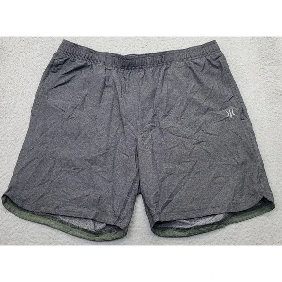 Rhone Athletic Shorts‎ Mens Gray Nylon Stretch Unlined Gym Workout Elastic Waist