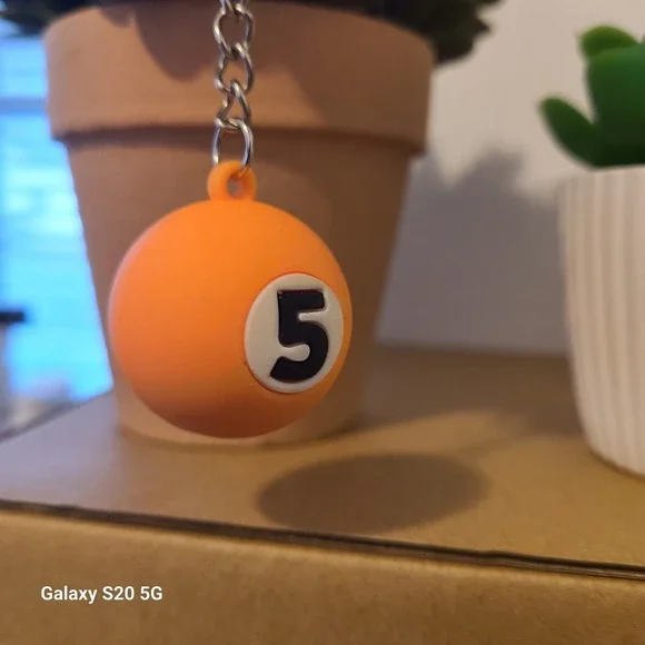 Billiard Ball Number‎ 5 Keychain Orange Fun Novelty Accessory Collectible Unisex