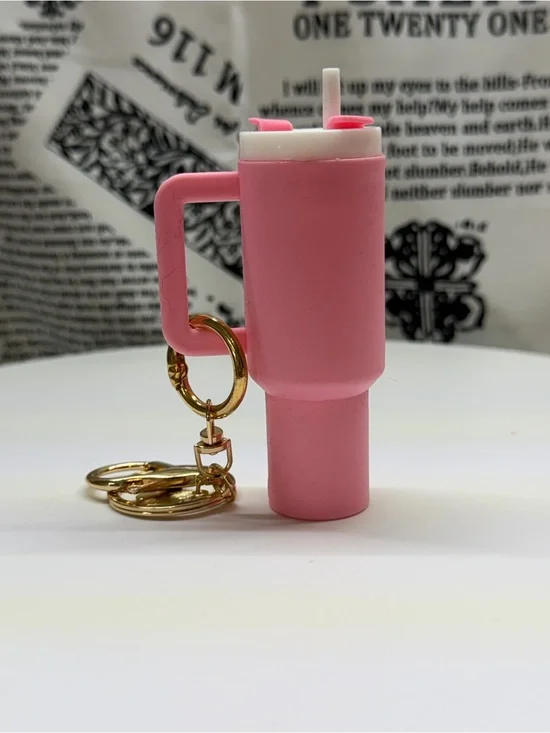 Pink Tumbler Keychain Charm
