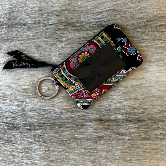 VERA BRADLEY Symphony In Hue 2015 Keychain Cardholder Black Yellow Red College