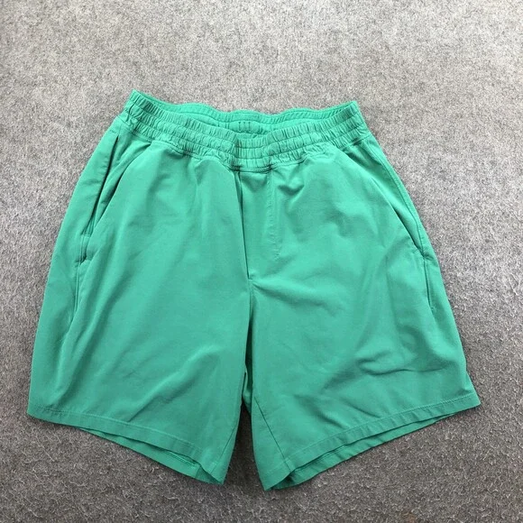 Lululemon Shorts Mens Small Green Microfiber 9 Inch Running Gym Pockets