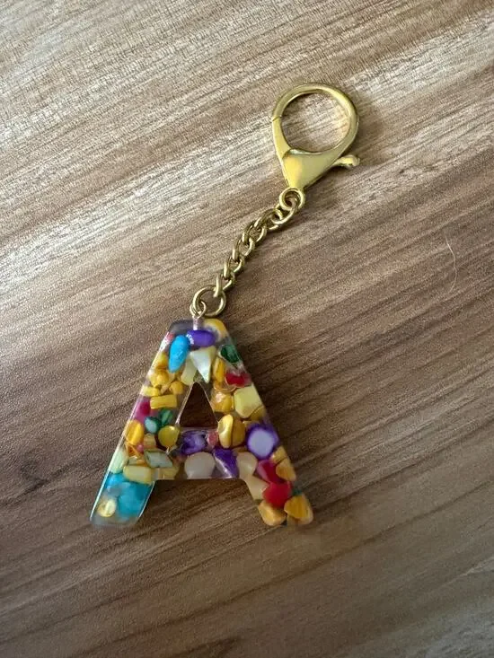 Acrylic “A” with Speckled Gem Keychains