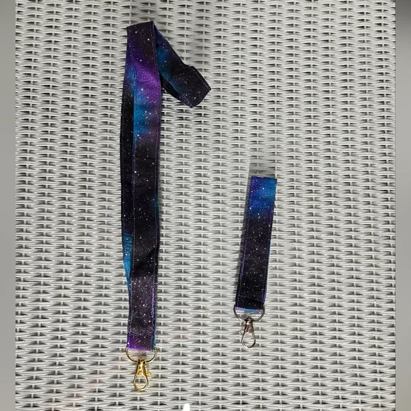 Galaxy Print Lanyard and Keychain Set