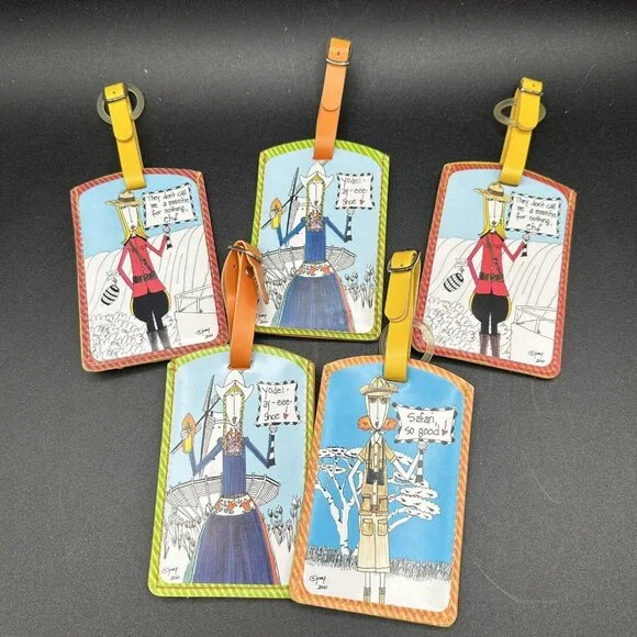 Dolly Mamas By Joey Luggage Tag Set of 5 Africa Holland Canada Kitschy