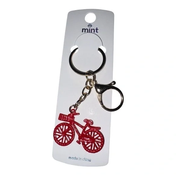 3/$25 Mint Red Bicycle Purse Keychain Bag Charm