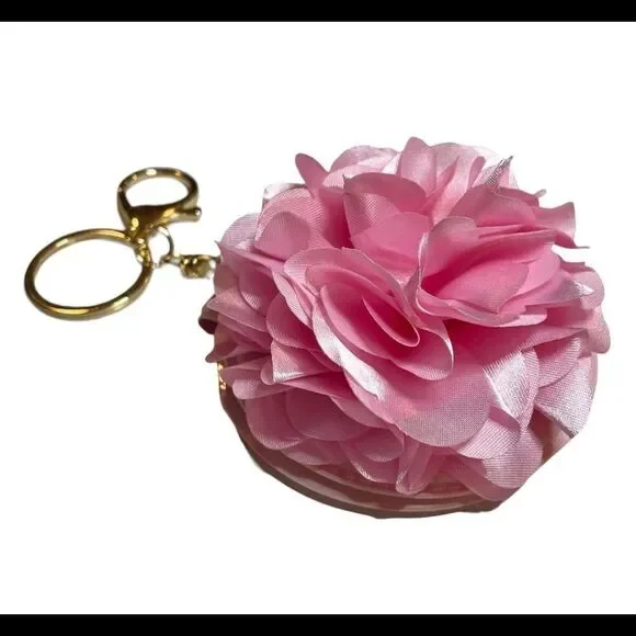 FABRIC FLOWER KEYRING AND MIRROR YELLOW‎