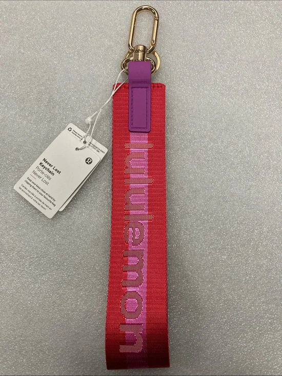 lululemon athletica Red and Purple Never Lost Keychain Wristlet