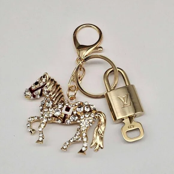 Authentic Louis Vuitton Lock & Key with unbranded Horse Bagcharm 020326