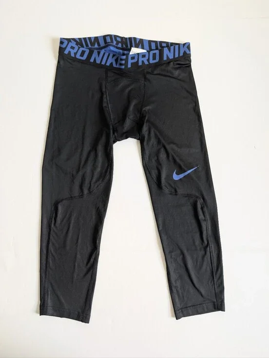 Nike Pro Dri-FIT Men's Compression Leggings Stretch Pull On Black Blue M