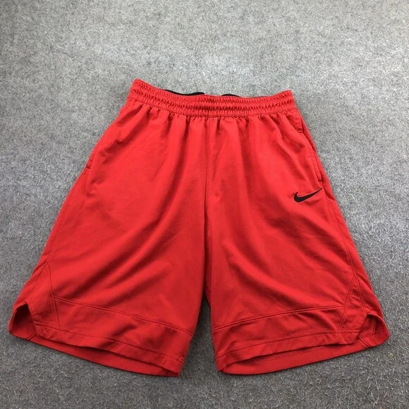 Nike Shorts Mens Large Red Dri-FIT Mesh 12 Inch Basketball Gym Pockets