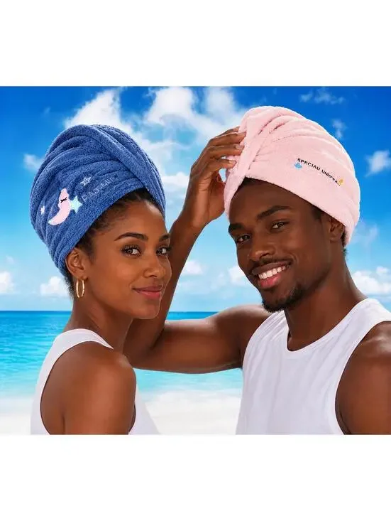 SET OF 4 ASSORTED COLOR UNISEX HAIR TOWEL MICROFIBER SUPER ABSORBENT
