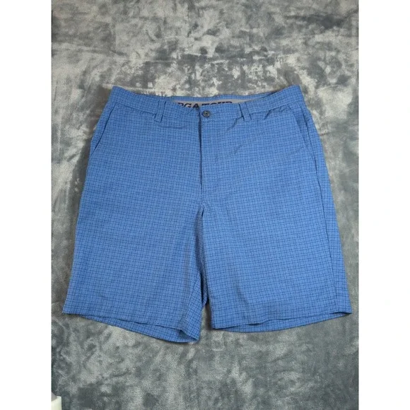 PGA Tour Blue Plaid Golf Shorts, Men's Size 36