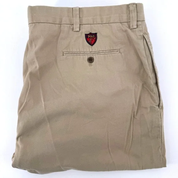 Polo Golf Ralph Lauren Fairway Golf Short Mens 42 Khaki Tan Pleated Cotton Chino