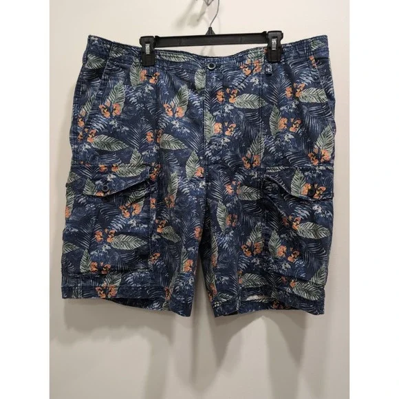 IZOD Saltwater Shorts Men's 38 Cargo Blue Tropical Floral