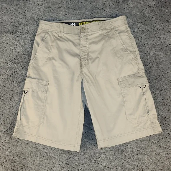 Lee Extreme Motion Cargo Shorts Mens 32 Khaki Stretch Comfort Hiking Casual 10