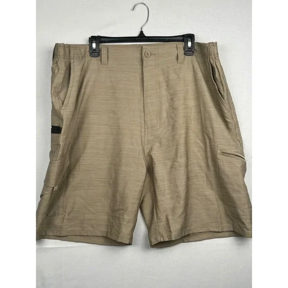 Reel Legends Performance Cargo Shorts Mens XL Khaki Tan Stretch Fishing Outdoor